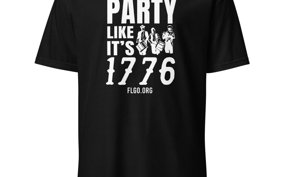 Supersoft – Short-Sleeve- Unisex – White Text – “Party Like It’s 1776”