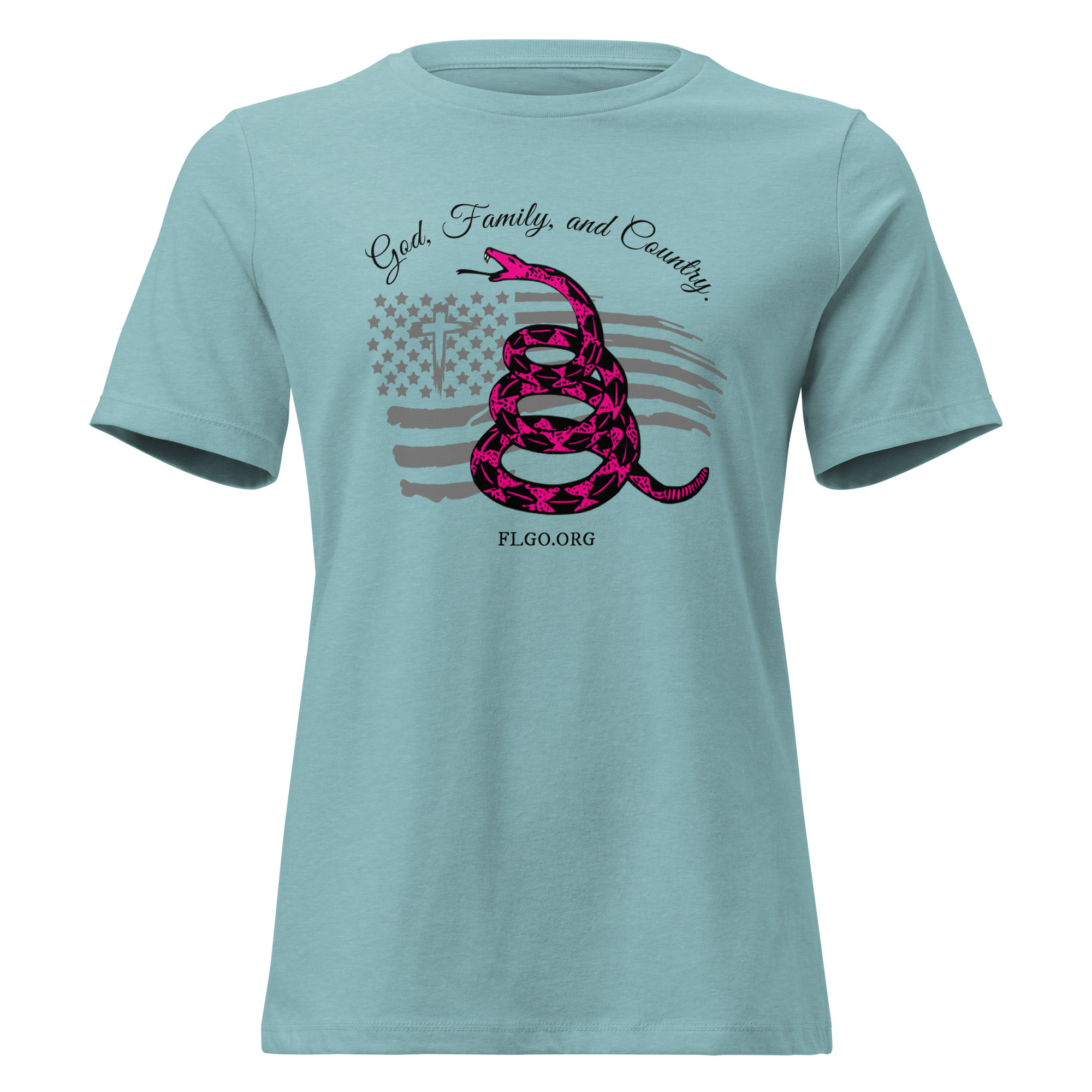 Supersoft – Short Sleeve – Women’s – Black Text – God, Family and Country